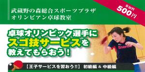 武蔵野の森総合スポーツプラザ「オリンピアン卓球教室」のイメージ写真